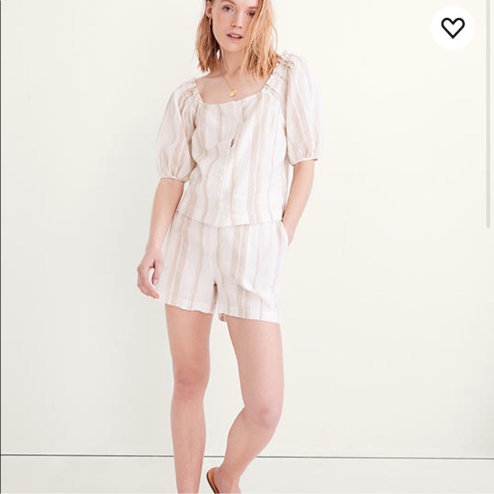 Madewell Linen-Blend Square-Neck Button-Front Top: Undyed Edition
